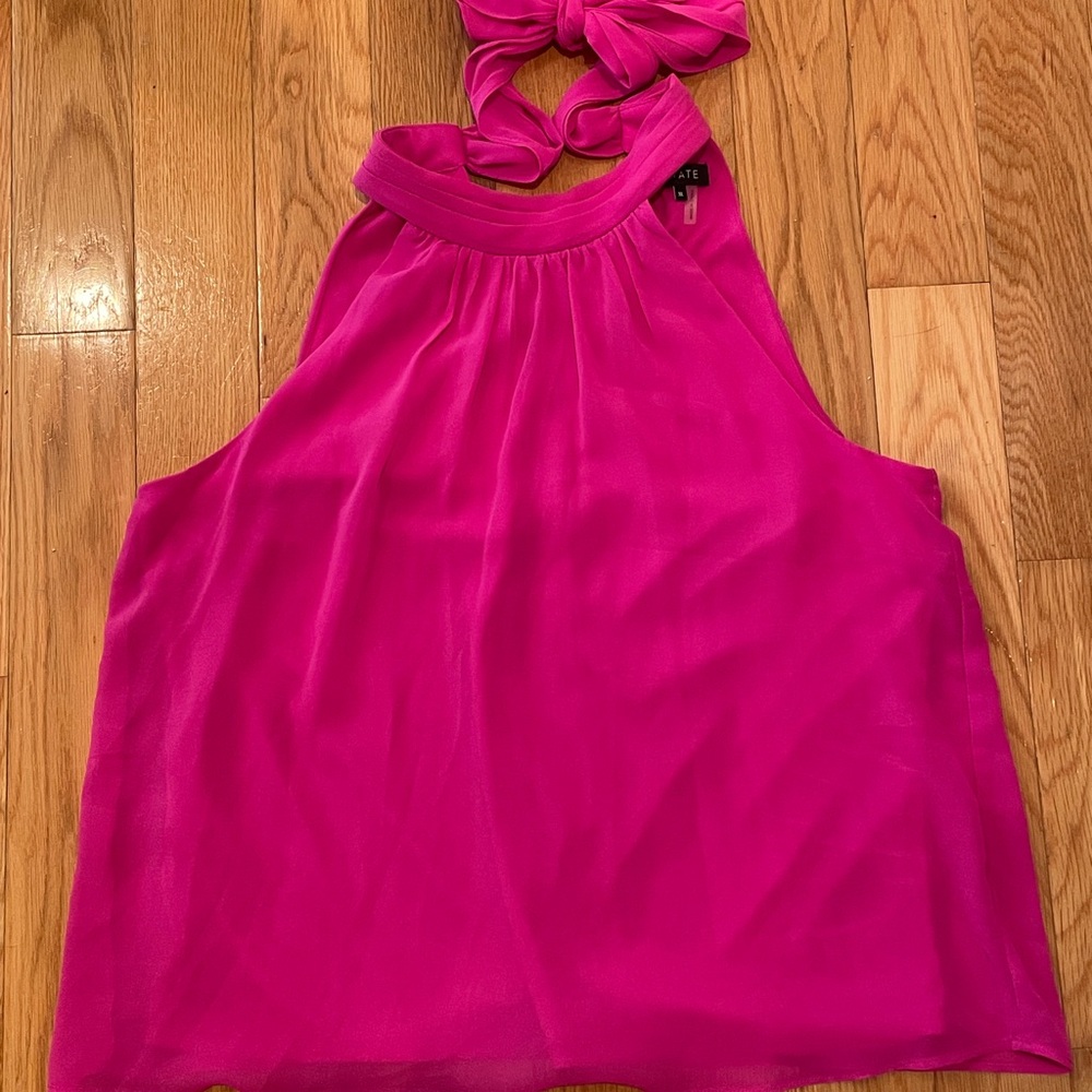 1. State Pink Tie Front Blouse Relaxed Style